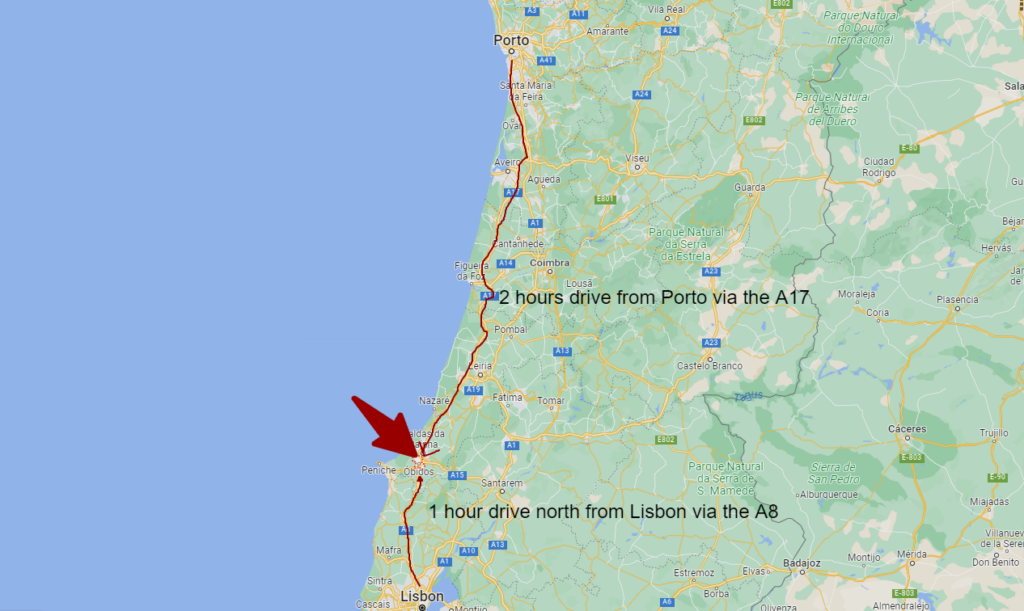 where is Obidos portugal - map